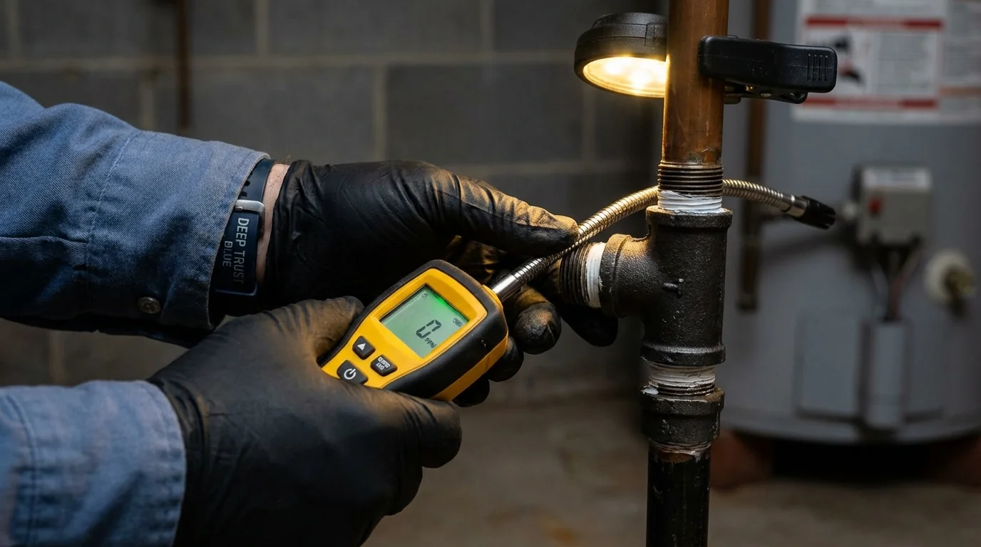 Gas leak detection with electronic sniffer by Johns Plumbing LLC in Palm Desert